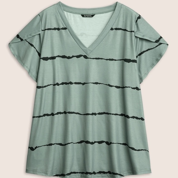 BloomChic Striped Contrast Petal Sleeve T-shirt XL us14-16 - Picture 5 of 7